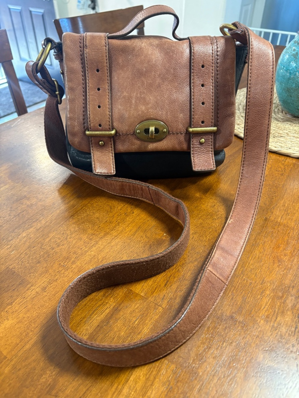 FOSSIL Brown Leather Crossbody Messenger Bag - Unbranded